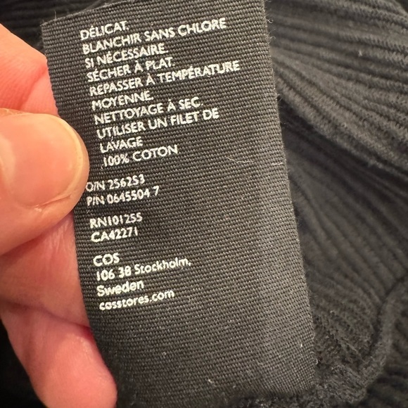 COS Rolled Neck Short Sleeve Cotton Ribbed Dress / xsmall - Picture 5 of 10